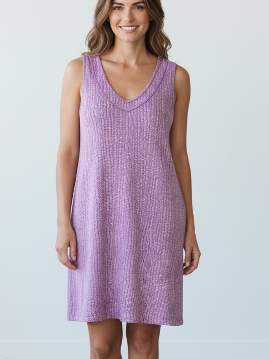fresh produce Dresses & Skirts - FRESH PRODUCE | Lilac Chevron Print V-Neck Sleeveless Dress size L USA Cotton